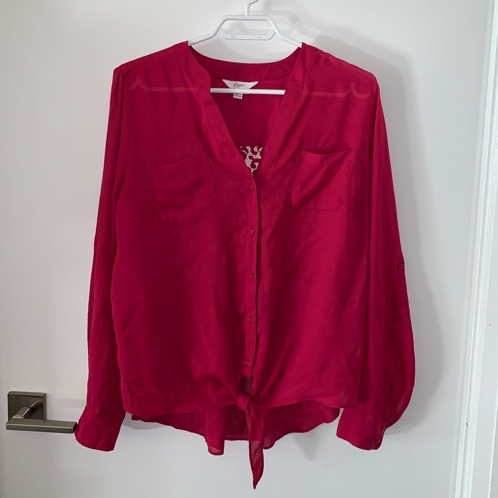 🇨🇦 Candie’s Button Down Long Sleeve Top and Lace Back - XL